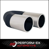 ROLLED IN STEPPED STAINLESS STEEL EXHAUST TIP - 2.25" INLET - TWIN 3" OUTLET (9" LONG)