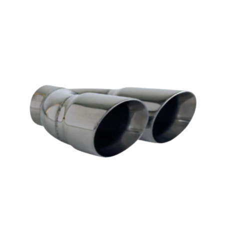 ANGLE CUT INNER CONE STAINLESS STEEL EXHAUST TIP - 3" INLET - TWIN 3.5" OUTLET (LHS)
