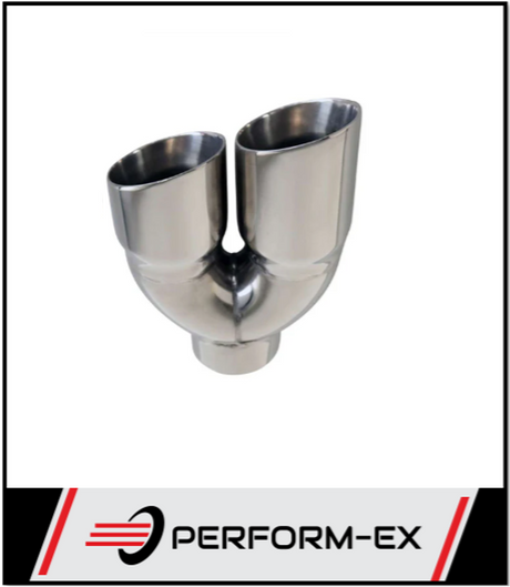 ANGLE CUT INNER CONE STAINLESS STEEL EXHAUST TIP - 3" INLET - TWIN 3.5" OUTLET (RHS)
