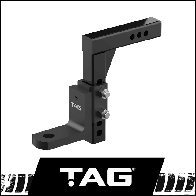 TAG ADJUSTABLE HEAVY DUTY TOW BALL MOUNT - 90° FACE, 50MM SQUARE HITCH - 310MM DROP/335MM RISE (UNTTBM100)