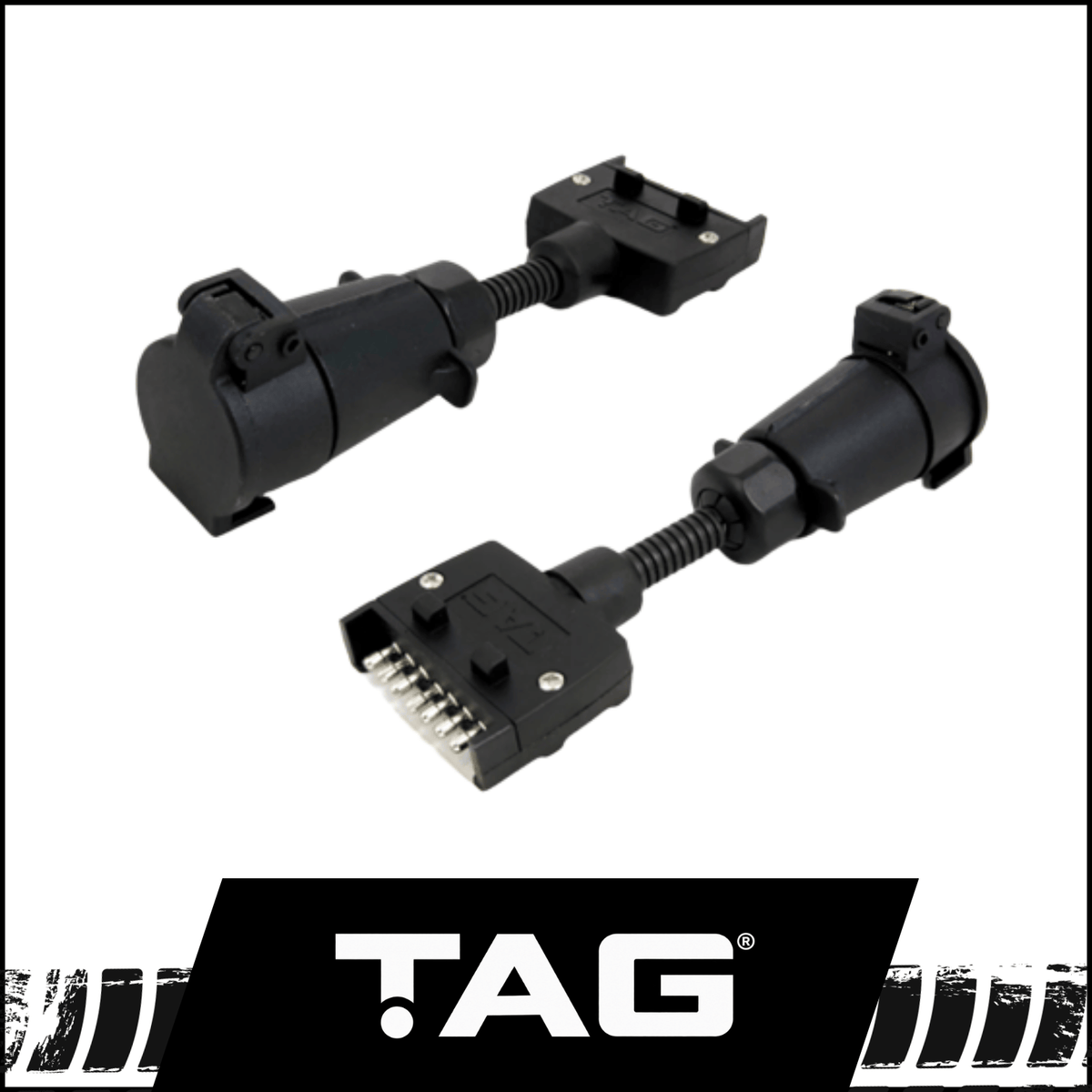 TAG PULSE TRAILER ADAPTER - 7 PIN FLAT PLUG TO 7 PIN LARGE ROUND SOCKET
