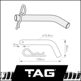 HITCH PIN TO SUIT CLASS 4 TOWBAR - INCLUDES R-CLIP (UNT080BLIS)