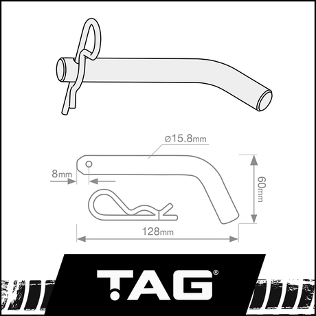 HITCH PIN TO SUIT CLASS 4 TOWBAR - INCLUDES R-CLIP (UNT080BLIS)