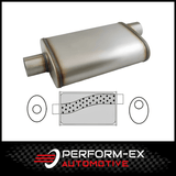 UNIVERSAL 409 STAINLESS STEEL MUFFLER 3" OFFSET/CENTRE - 9" X 4" X 14" LONG OVAL - MEGA FLOW (X827M-409)
