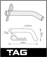 HITCH PIN TO SUIT CLASS 4 TOWBAR - INCLUDES R-CLIP (UNT080BLIS)