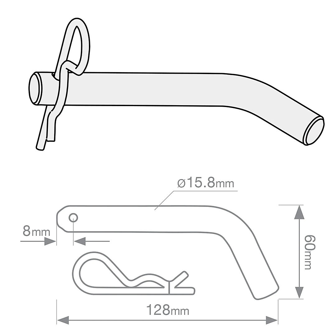 HITCH PIN TO SUIT CLASS 4 TOWBAR - INCLUDES R-CLIP (UNT080BLIS)
