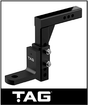 TAG ADJUSTABLE HEAVY DUTY TOW BALL MOUNT - 90° FACE, 50MM SQUARE HITCH - 310MM DROP/335MM RISE (UNTTBM100)