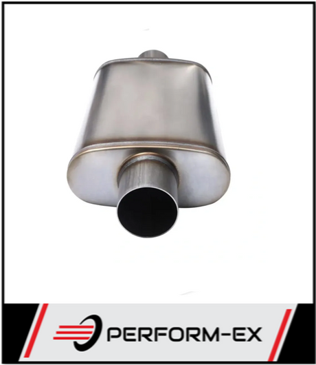 9" X 4" OVAL 14" LONG 2.5" C/C 409 STAINLESS STEEL MEGA FLOW UNIVERSAL MUFFLER (X726M-409)