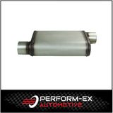 UNIVERSAL 409 STAINLESS STEEL MUFFLER 3" OFFSET/OFFSET - 9" X 4" X 14" LONG OVAL - MEGA FLOW (X828M-409)