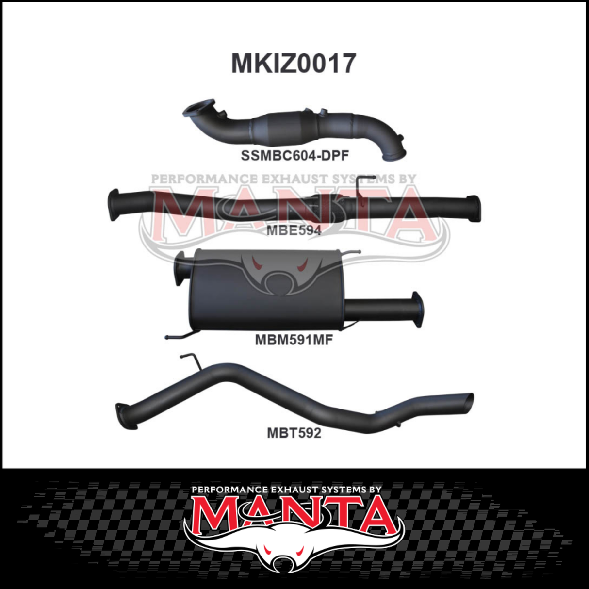 MANTA 3" TURBO BACK EXHAUST SYSTEM FITS ISUZU MU-X UCS UCR 3.0L 4JJ1 2016-6/2021 - CAT/MUFFLER (MKIZ0017)