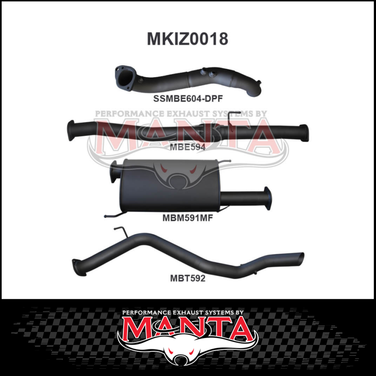 MANTA 3" TURBO BACK EXHAUST SYSTEM FITS ISUZU MU-X UCS UCR 3.0L 4JJ1 2016-6/2021 - NO CAT/MUFFLER (MKIZ0018)