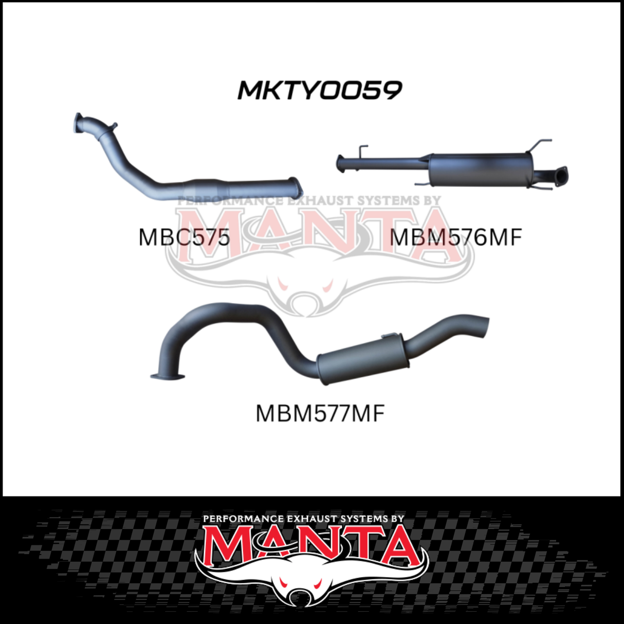 MANTA 3" TURBO BACK EXHAUST SYSTEM FITS TOYOTA PRADO KDJ120R KDJ150R 3.0L 4CYL 9/2007-9/2015 - WITH CAT/2 MUFFLERS (MKTY0059)
