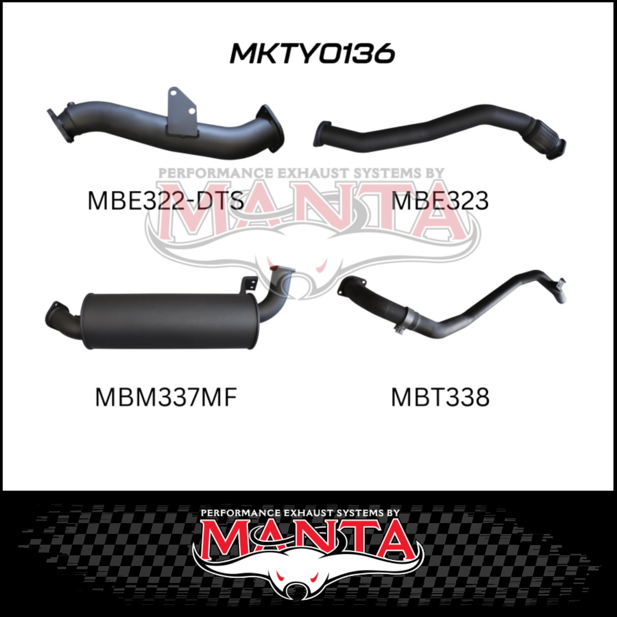MANTA 3" TURBO BACK EXHAUST SYSTEM WITH MUFFLER FITS TOYOTA LANDCRUISER HZJ80R 4.2L 1HZ DIESEL WITH DTS TURBO 1990-1997 (MKTY0136)