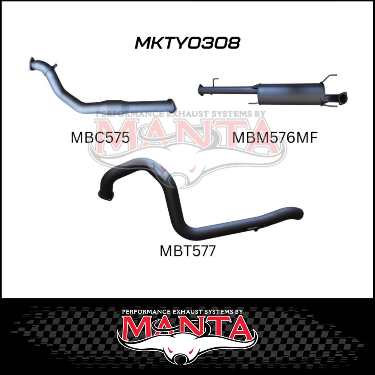 MANTA 3" TURBO BACK EXHAUST SYSTEM FITS TOYOTA PRADO KDJ120R KDJ150R 3.0L 4CYL 9/2007-9/2015 - WITH CAT/1 MUFFLER (MKTY0308)