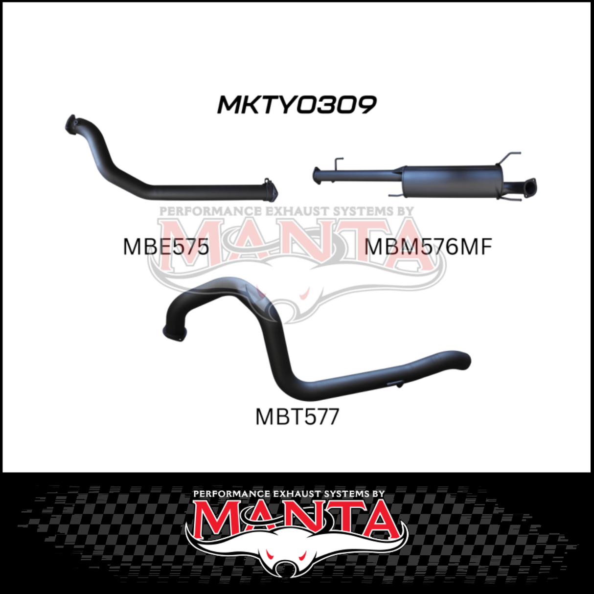 MANTA 3" TURBO BACK EXHAUST SYSTEM FITS TOYOTA PRADO KDJ120R KDJ150R 3.0L 4CYL 9/2007-9/2015 - NO CAT/1 MUFFLER (MKTY0309)
