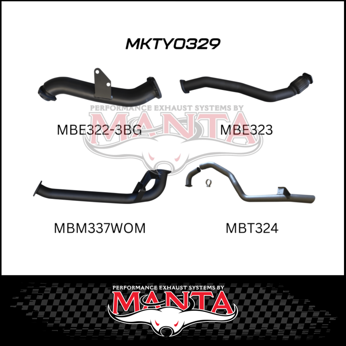 MANTA 3" STAINLESS STEEL TURBO BACK EXHAUST SYSTEM WITH PIPE ONLY FITS TOYOTA LANDCRUISER HZJ105R 4.2L 1HZ WITH 3 BOLT GARRETT TURBO 1998-2007 (SSMKTY0329)