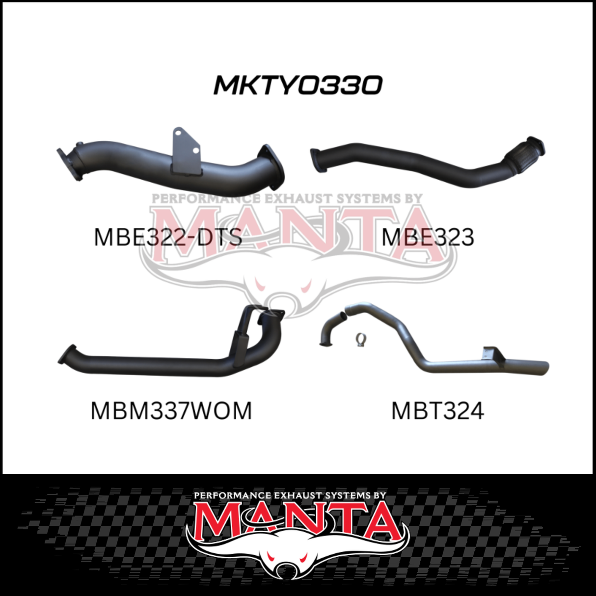MANTA 3" TURBO BACK EXHAUST SYSTEM WITH PIPE ONLY FITS TOYOTA LANDCRUISER HZJ105R 4.2L 1HZ WITH DTS TURBO 1998-2007 (MKTY0330)