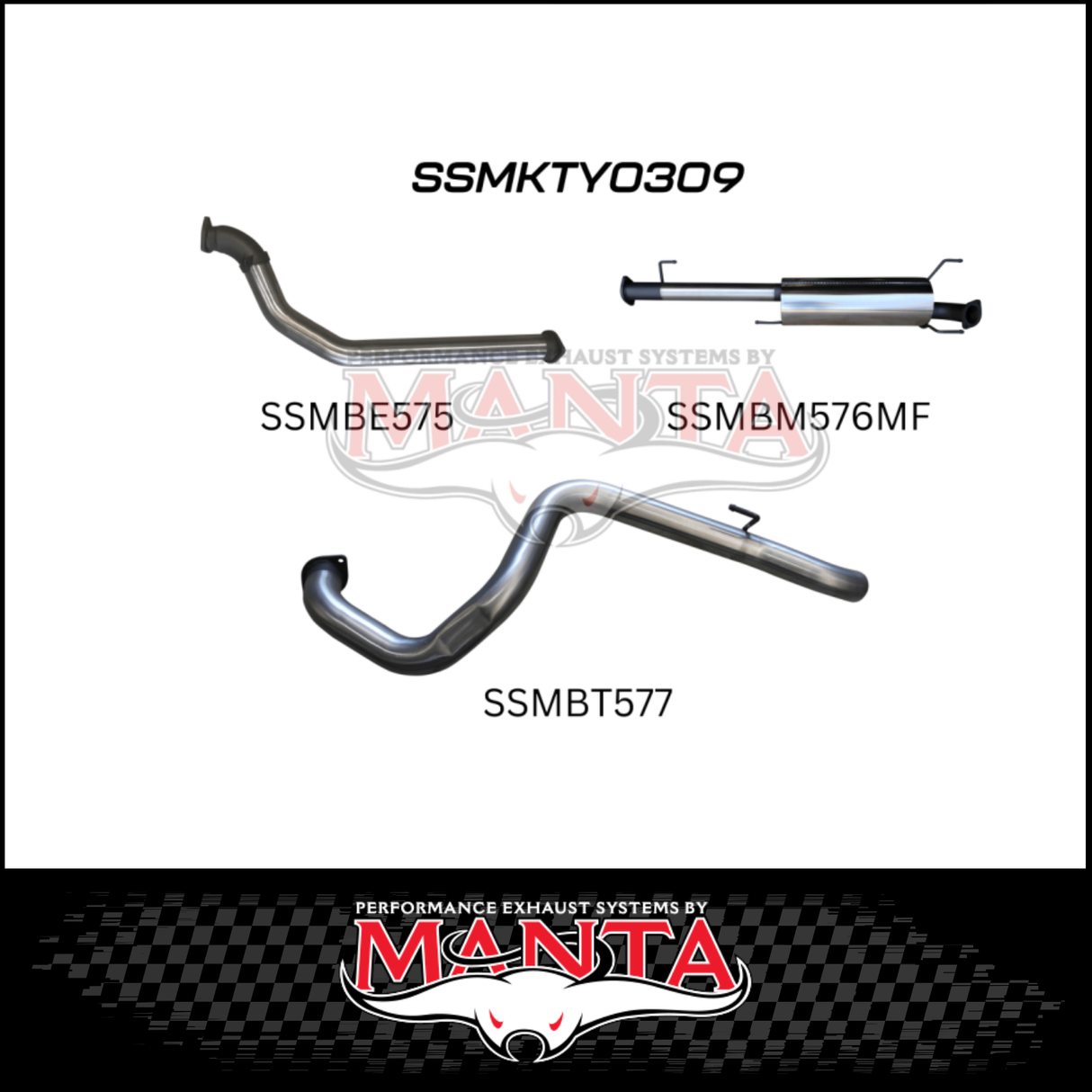 MANTA 3" STAINLESS STEEL TURBO BACK EXHAUST SYSTEM FITS TOYOTA PRADO KDJ120R KDJ150R 3.0L 4CYL 9/2007-9/2015 - NO CAT/1 MUFFLER (SSMKTY0309)