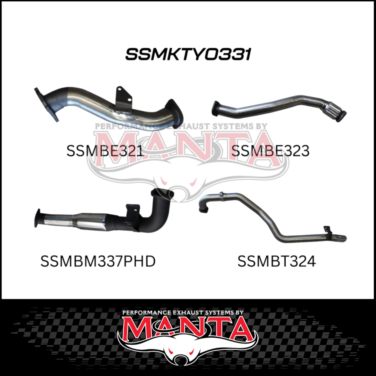 MANTA 3" STAINLESS STEEL TURBO BACK EXHAUST SYSTEM WITH HOTDOG FITS TOYOTA LANDCRUISER HZJ105R 4.2L 1HZ WITH CT26 TURBO 1998-2007 (SSMKTY0331)