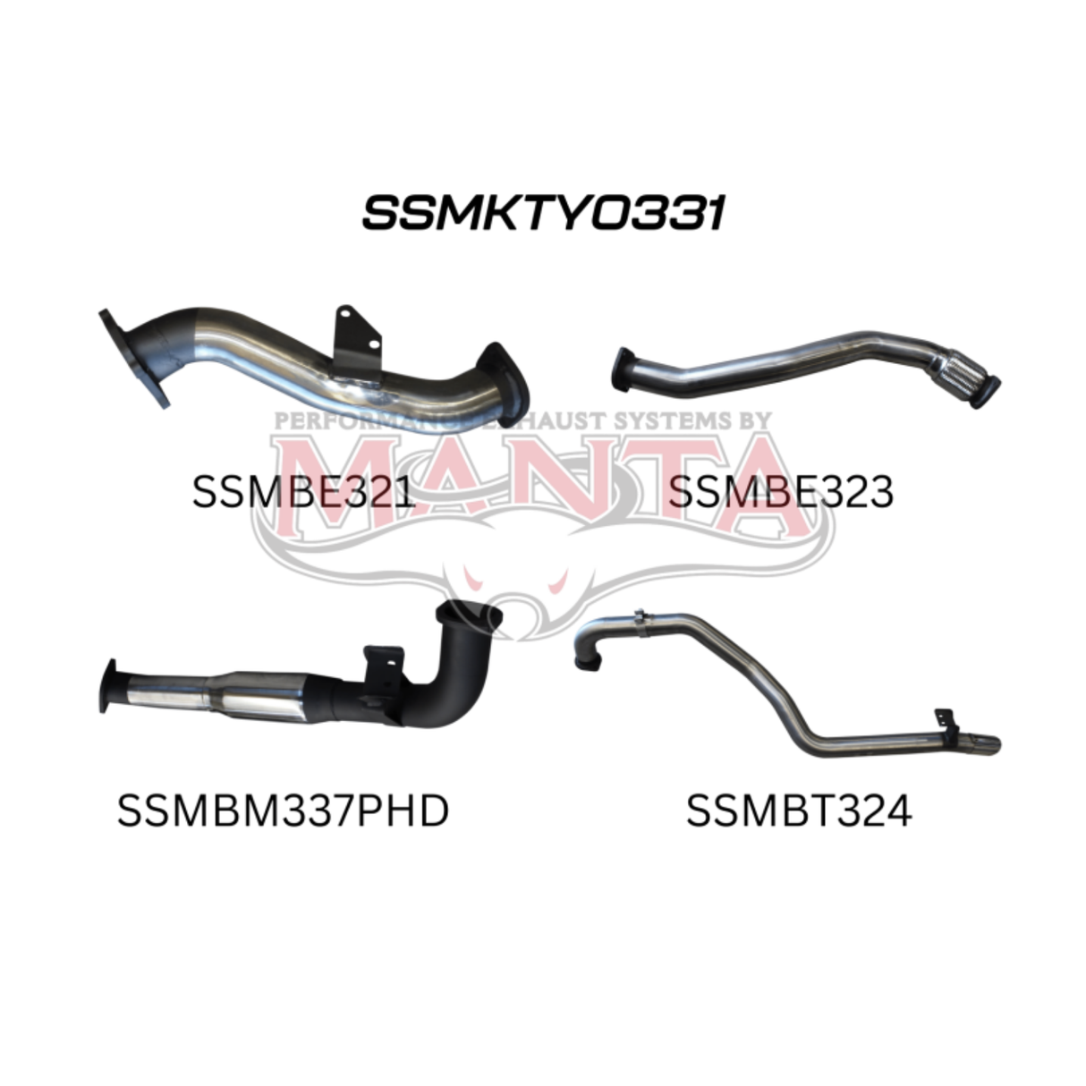 MANTA 3" STAINLESS STEEL TURBO BACK EXHAUST SYSTEM WITH HOTDOG FITS TOYOTA LANDCRUISER HZJ105R 4.2L 1HZ WITH CT26 TURBO 1998-2007 (SSMKTY0331)